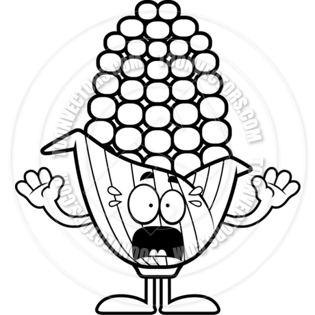 460x460 Scared Cartoon Corn (Black And White Line Art) By Cory Thoman
