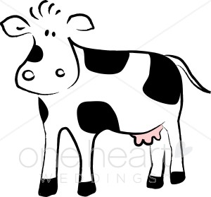 300x279 Cartoon Black And White Cow Country Wedding Clipart