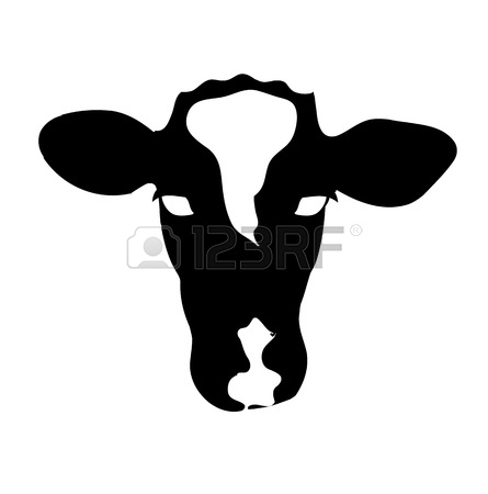 445x450 Vector Illustration Of A Cow Black And White Royalty Free Cliparts
