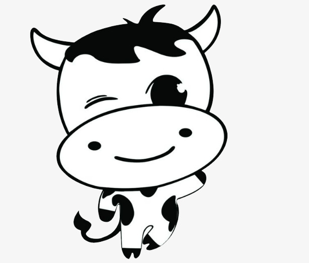 614x522 Cartoon Black And White Cows, Dairy Cow, Cartoon Characters, Black