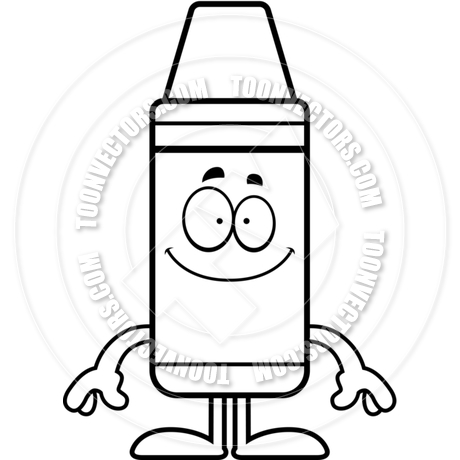 460x460 Cartoon Crayon Happy (Black And White Line Art) By Cory Thoman