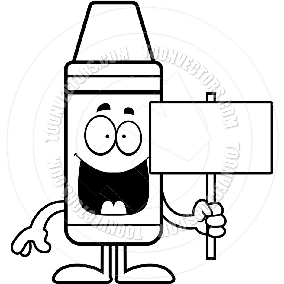 940x940 Cartoon Crayon Sign (Black And White Line Art) By Cory Thoman