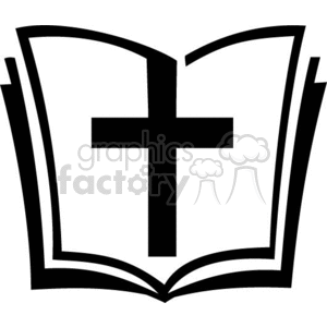 300x300 Royalty Free Bible With A Cross In It 370738 Vector Clip Art Image