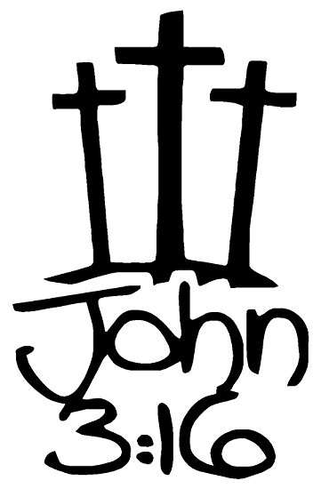 361x550 Christian 3 Crosses John White Window Sticker Decal