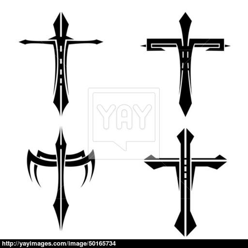512x512 Set Of Black And White Crosses Tattoo Vector