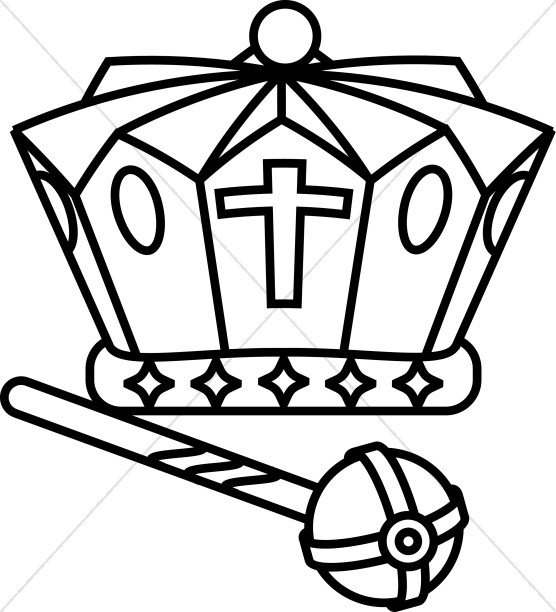 556x612 Black And White Crown And Scepter Crown Clipart