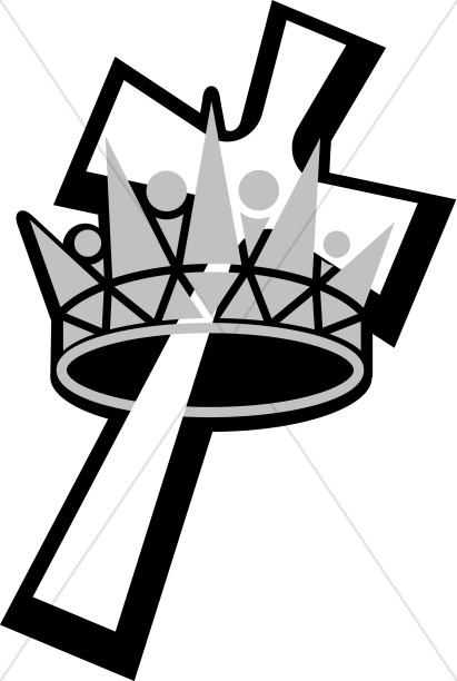411x612 Black And White Crown In Cross Cross Clipart