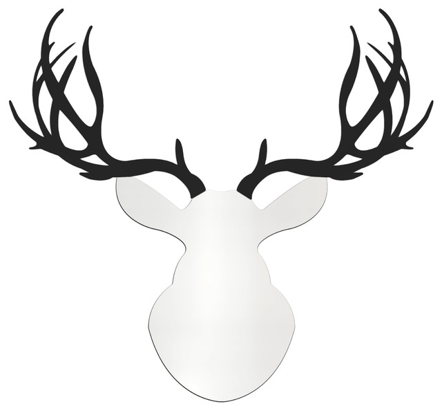 640x594 Contemporary Buck, Large White And Black Modern Deer Head Cut Out