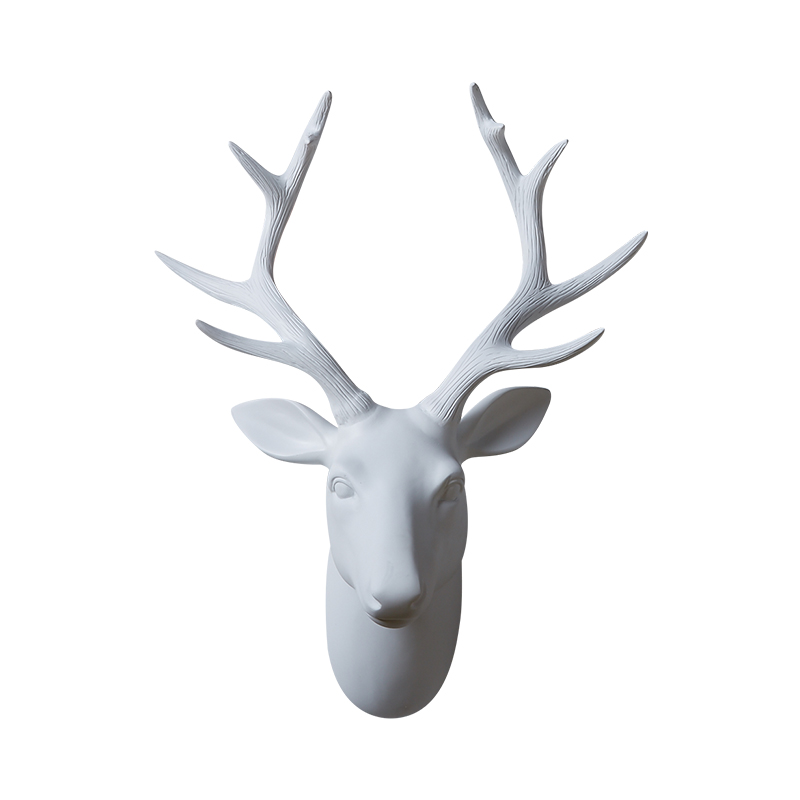 800x800 Nordic Black White Resin Deer Head Figurines Vintage Statue Home