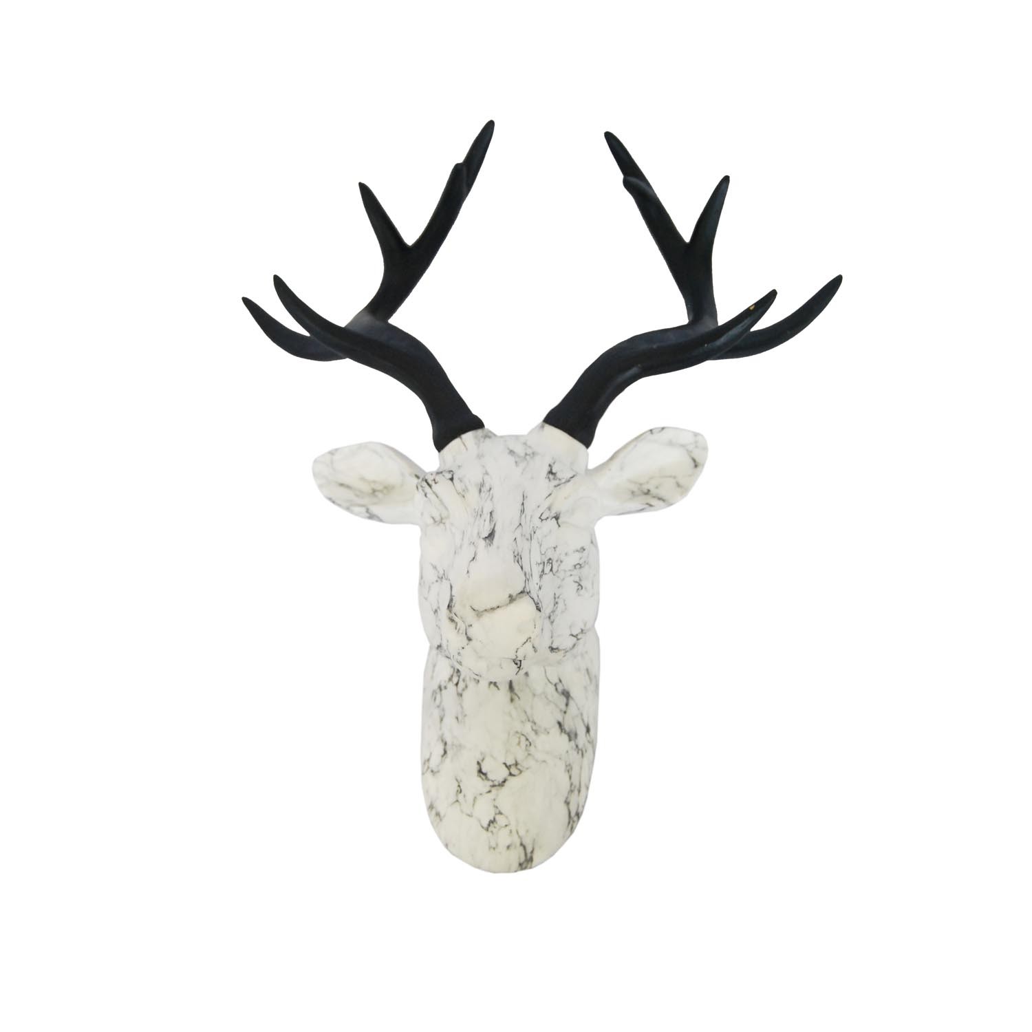 1500x1500 Resin Deer Head Wall White Marble Looklack Horns13.787.28
