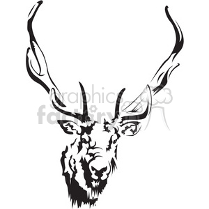 300x300 Royalty Free Black And White Deer Head 394992 Vector Clip Art