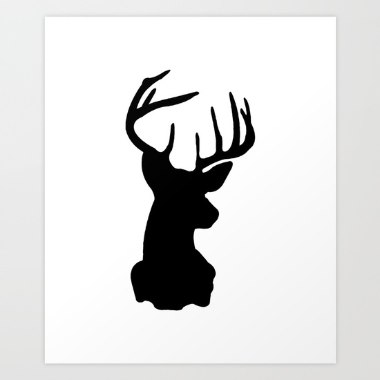 550x550 Black Amp White Stag Head Art Print By Minimallife Society6