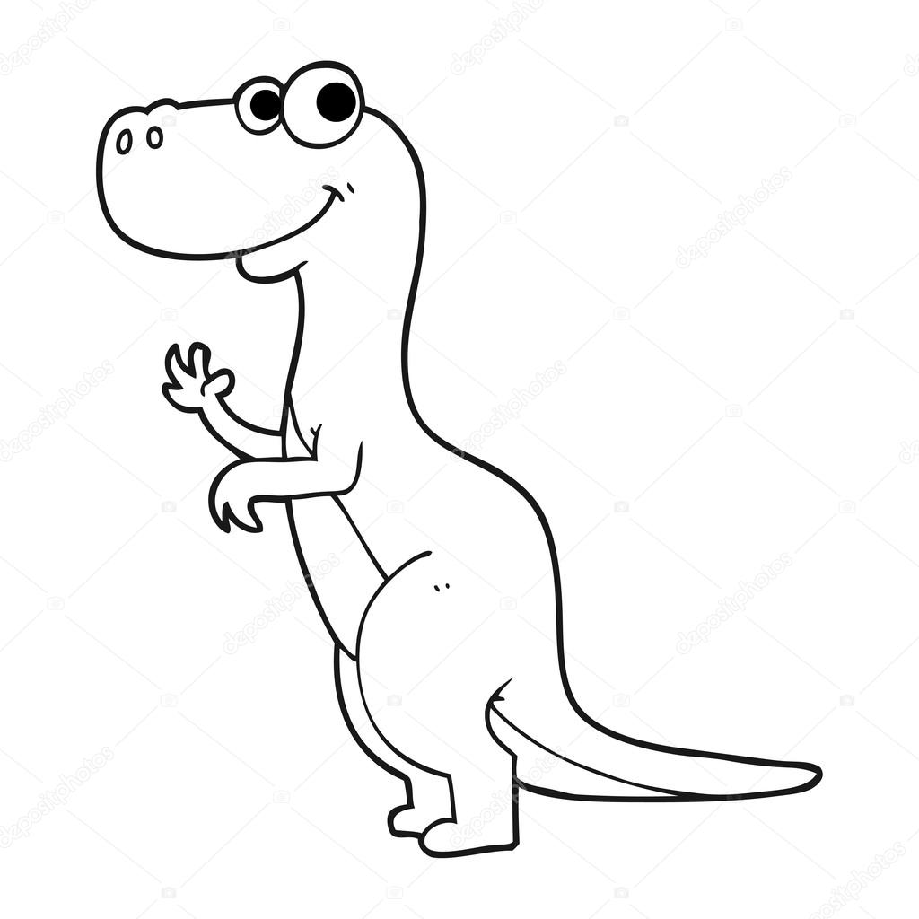 1024x1024 Black And White Cartoon Dinosaur Stock Vector Lineartestpilot