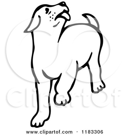 450x470 Clipart Of A Black And White Dog Licking The Air