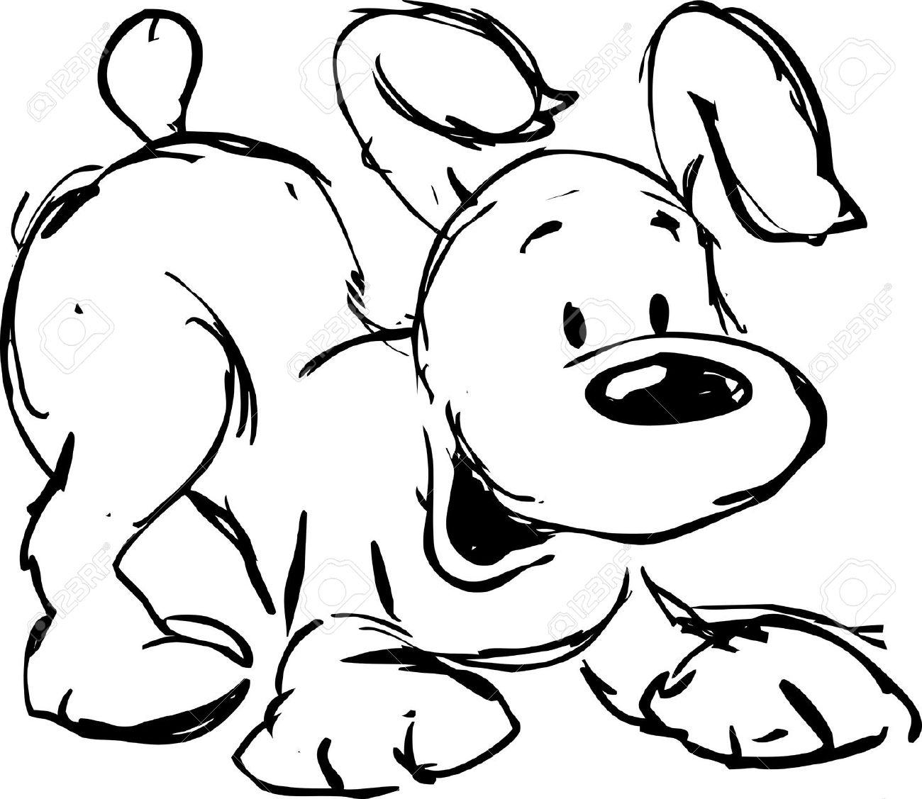 1300x1127 Puppy Clipart Black And White