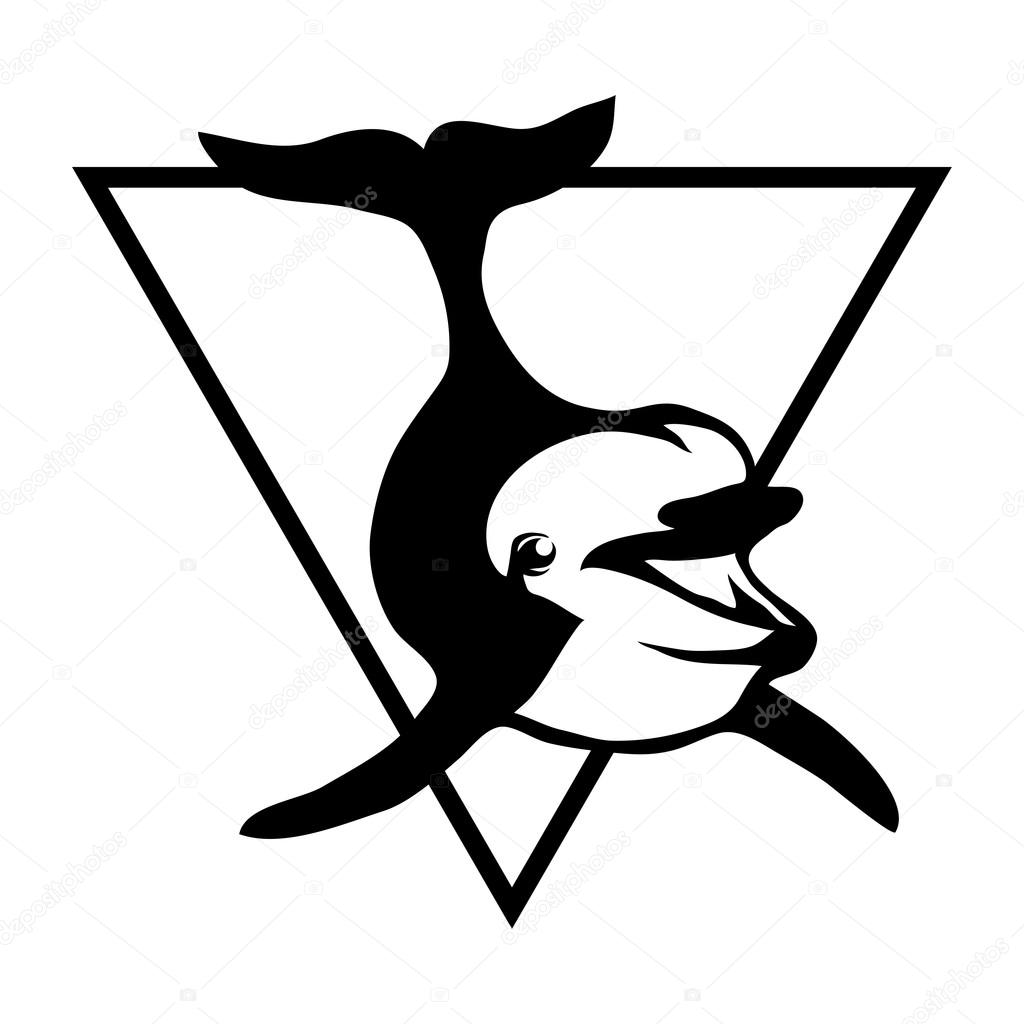 1024x1024 Black And White Dolphin Logo Stock Vector Korniakovstock@gmail