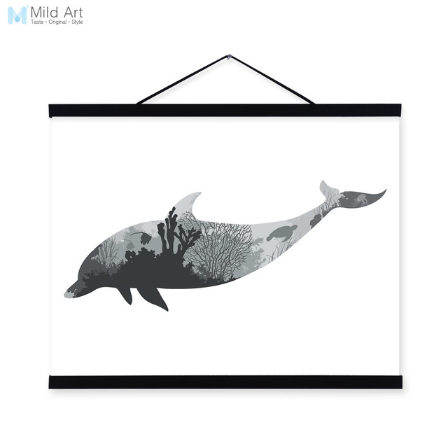 640x640 Dolphin Black White Nordic Minimalist Sea Animal Silhouette A4