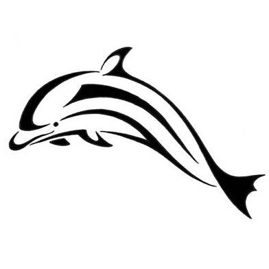 392x392 Black And White Two 3d Dolphins Tattoo