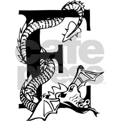 460x460 Black And White Dragon Letter E Bathmat By Initializing