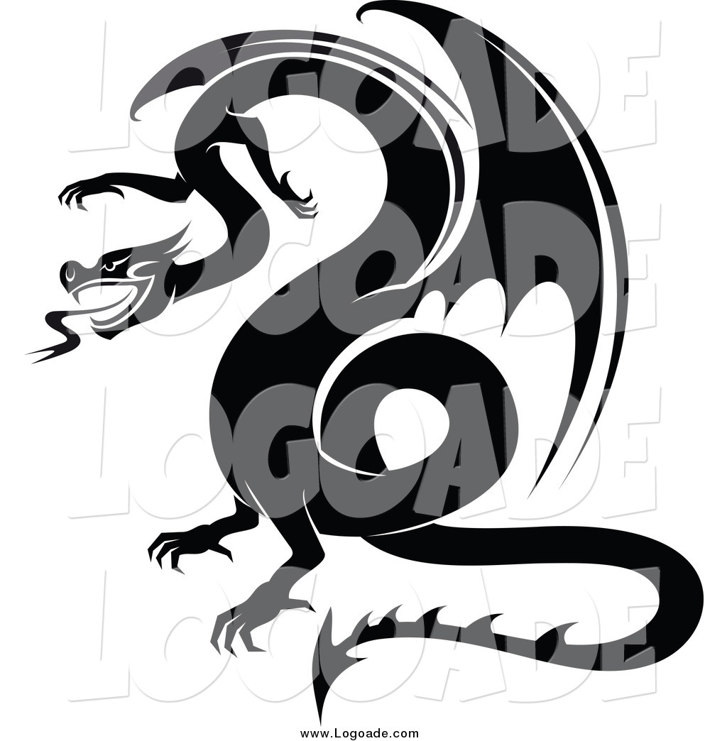 1024x1044 Clipart Of A Black And White Dragon Logo By Vector Tradition Sm