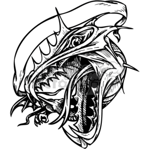300x300 Royalty Free Black And White Dragon Template 373610 Vector Clip