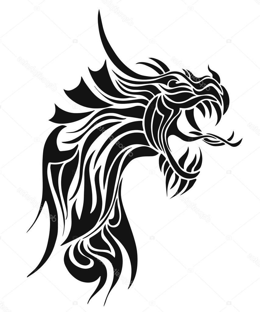 853x1024 Best Hd Stock Illustration Black Tattoo Dragon Vector Photos