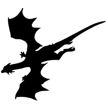 350x350 Dragon Flying Black Decal Truck Bumper Window Vinyl