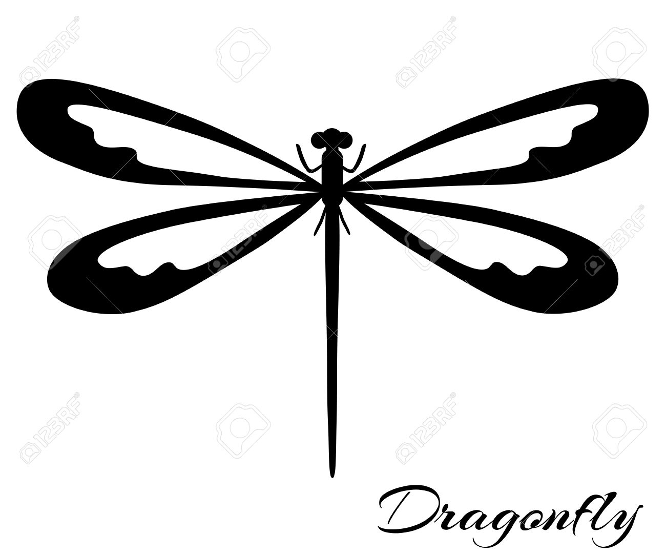 1300x1083 Black And White Dragonfly Silhouette. Vector Backgrounds, Prints