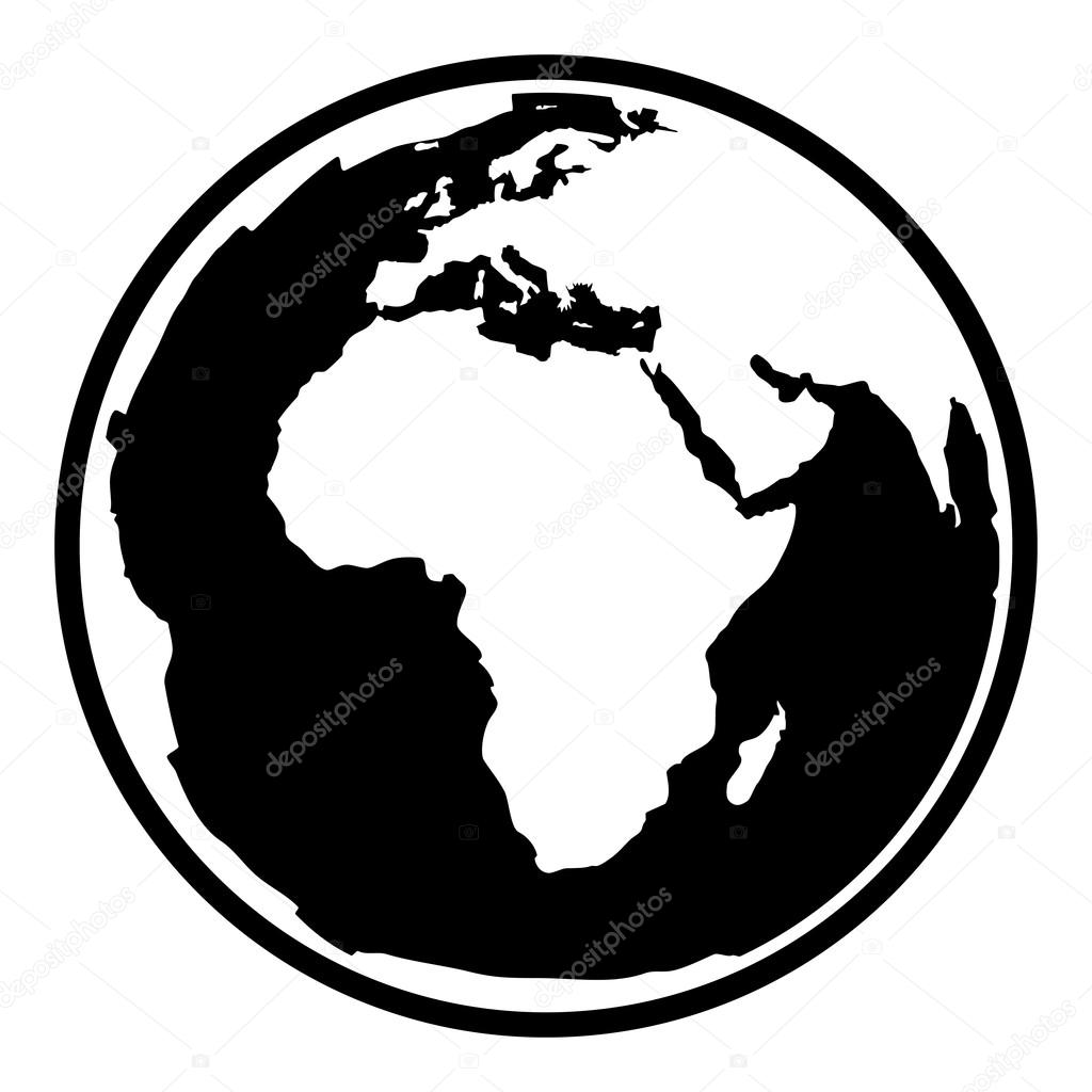 1024x1024 Contour Black Symbol Of Earth Planet In Africa View Stock Vector