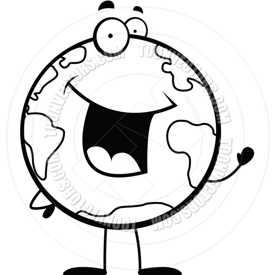 940x940 Earth Waving (Black And White Line Art) By Cory Thoman Toon