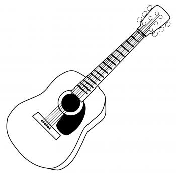 350x350 Guitar Clipart Black And White