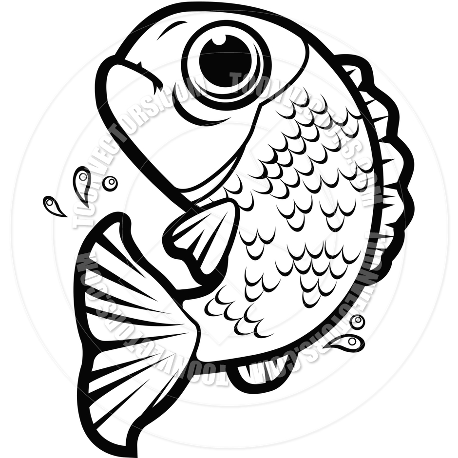940x940 Fish Jumping (Black And White Line Art) By Cory Thoman Toon