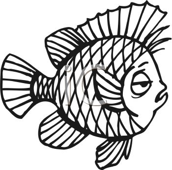 350x346 Royalty Free Clip Art Image Black And White Sleepy Cartoon Fish