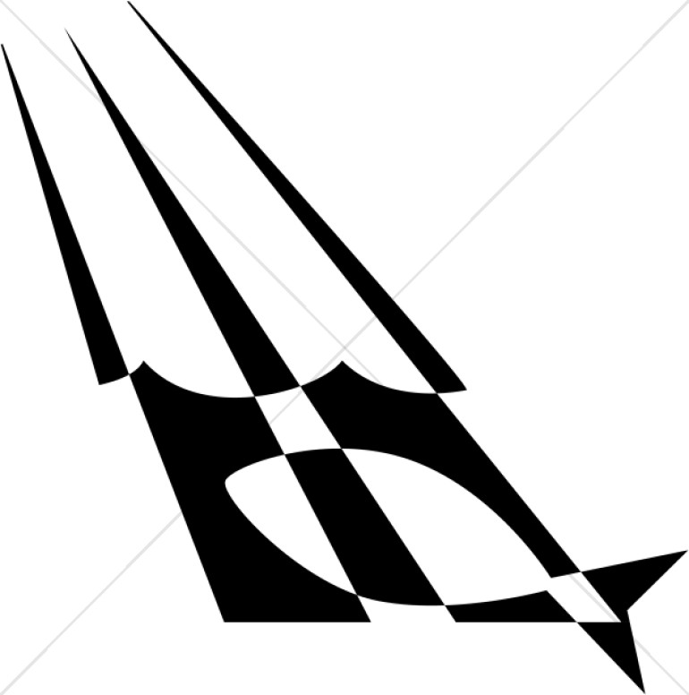 770x776 Simple Black And White Fish With Light Rays Christian Fish Clipart