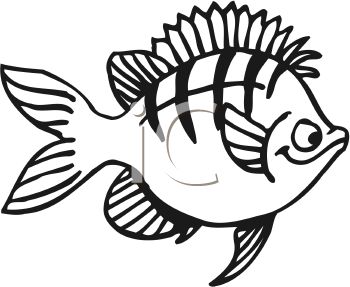 350x287 Black And White Cartoon Fish With Stripes