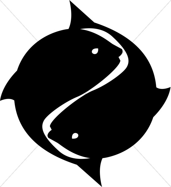 558x612 Black On White Circling Fish Symbol Christian Fish Clipart