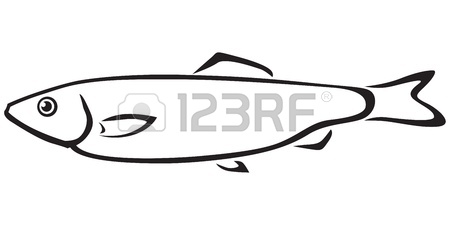 450x225 Contour Black And White Sea Fish Sprat Royalty Free Cliparts