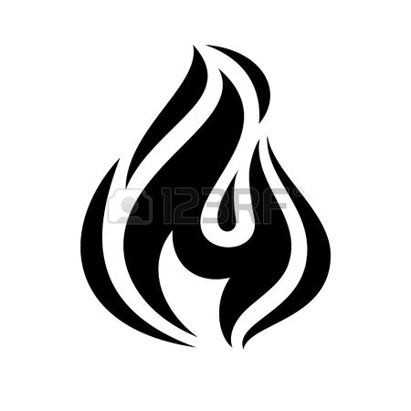 450x450 Fire Flame Icon, Black Icon Isolated On White Background Royalty