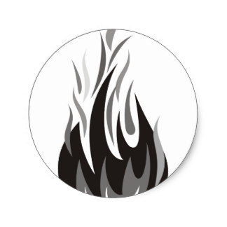 324x324 Black White Flames Stickers Zazzle