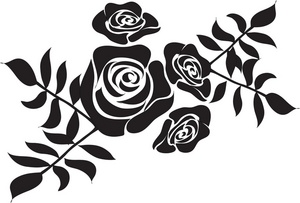 300x203 White Flower Clipart Stencil Art