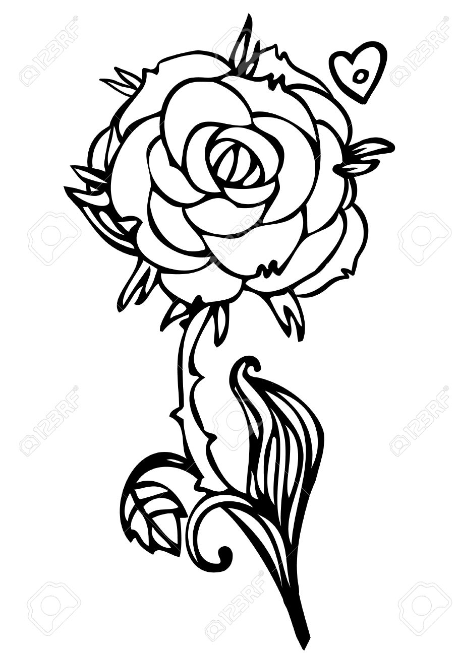 910x1300 Rose Flower Drawing Designs Black And White Line Drawing Of Rose