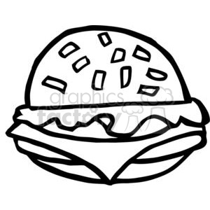 300x300 Royalty Free Black And White Fast Food Cheeseburger 378974 Vector