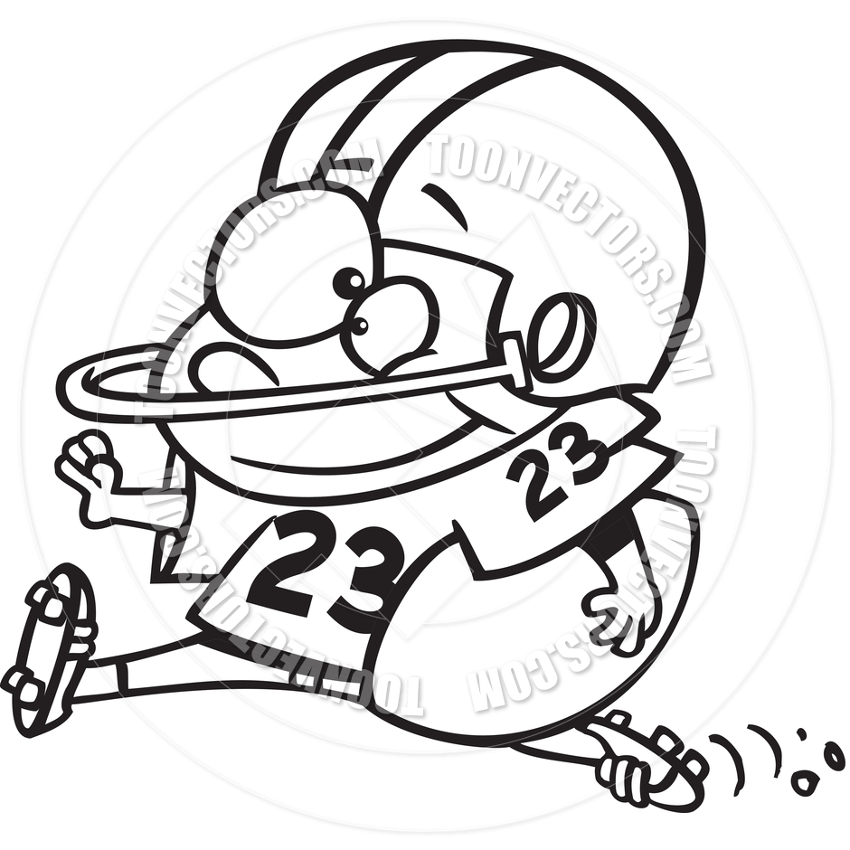 940x940 Cartoon Boy Football Player (Black And White Line Art) By Ron