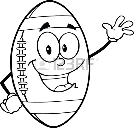 450x427 Black And White American Football Ball Cartoon Mascot Character