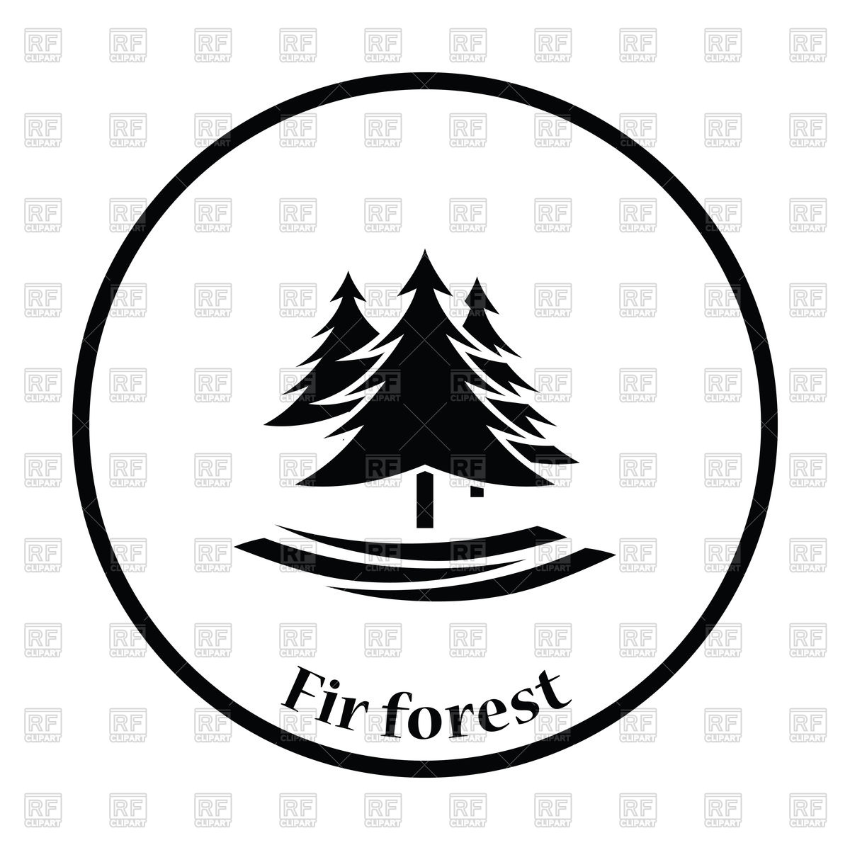 1200x1200 Thin Circle Design Of Fir Forest Icon Royalty Free Vector Clip Art