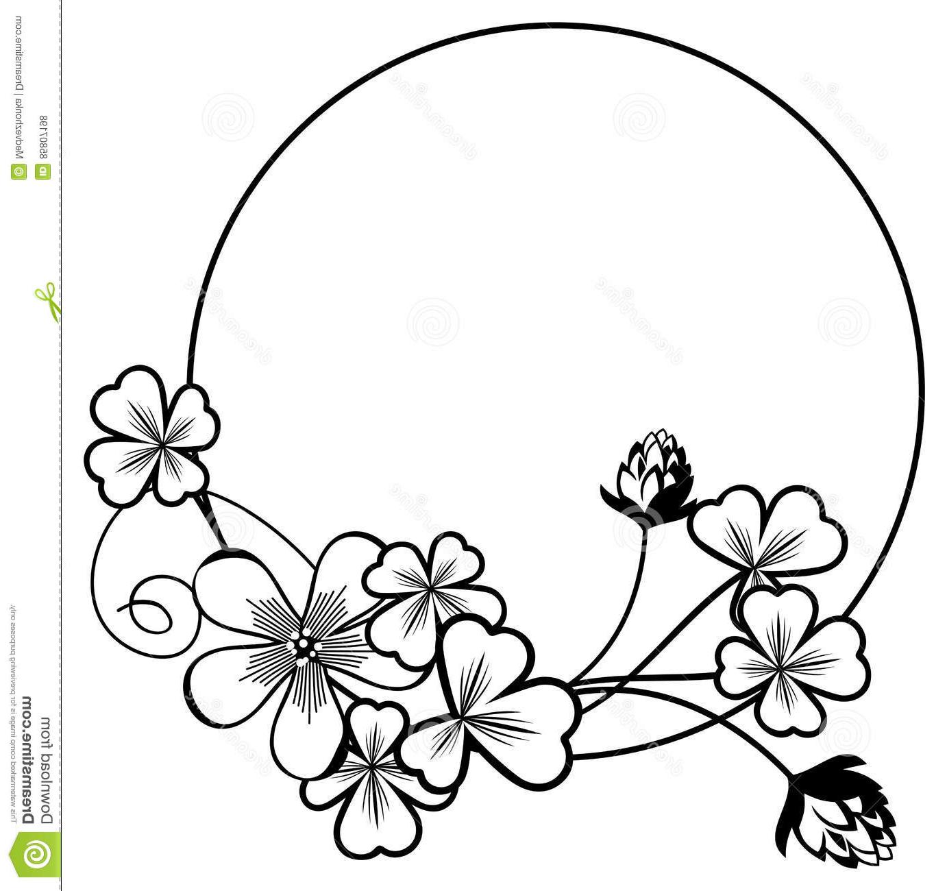 1382x1300 Best 15 Black White Frame Shamrock Contour Raster Clip Art Round