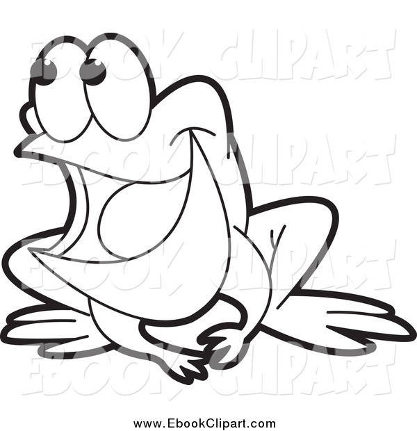 600x620 Vector Clip Art Of A Black And White Laughing Frog By Lal Perera