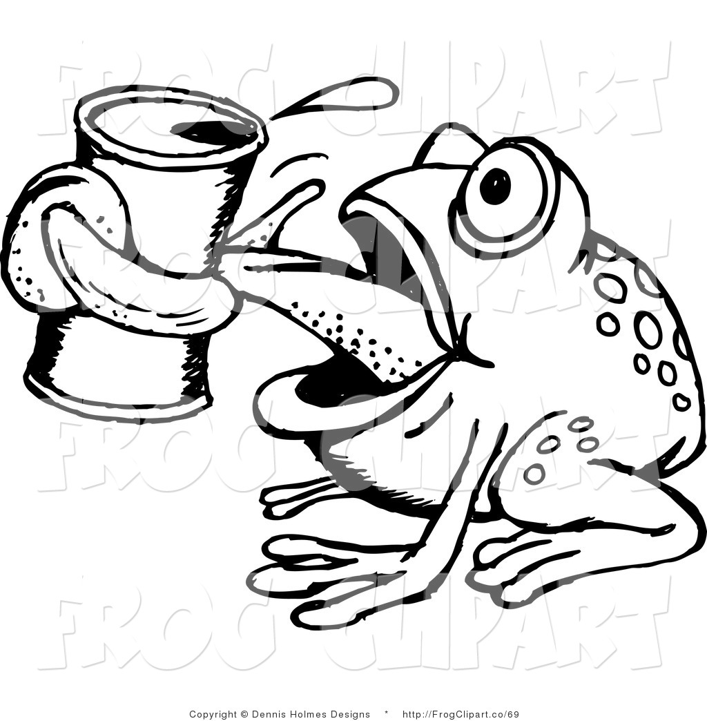 1024x1044 Clip Art Of A Black And White Thirsty Toad Drinking From A Can By