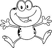 170x159 Clipart Of Black And White Frog Superhero K18415963