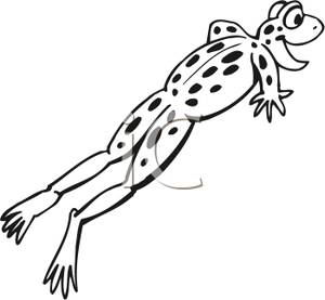300x277 Black And White Cartoon Of A Leaping Frog